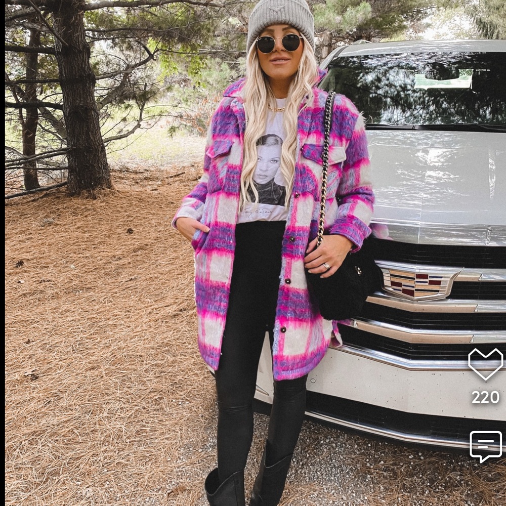 Blank NYC Pink and White Teddy Jacket Cozy and Stylish